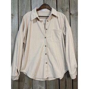 MIHOLL Corduroy Beige/Cream Oversized Shirt Shacket Women's Large Cozy